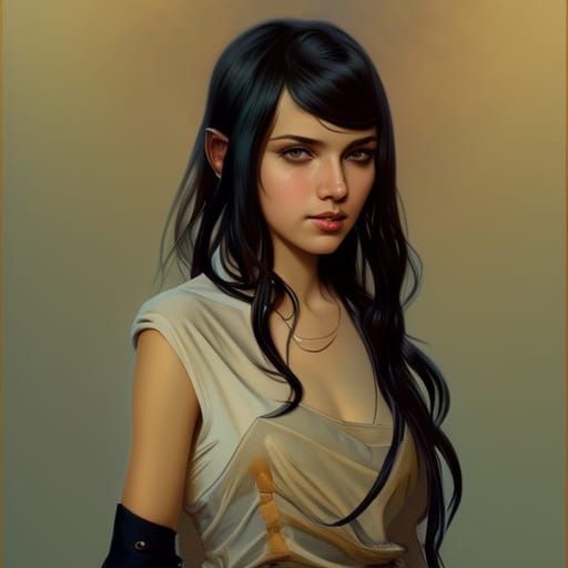 Stunning Girl with Winged Eyeliner: Hyperdetailed Portrait