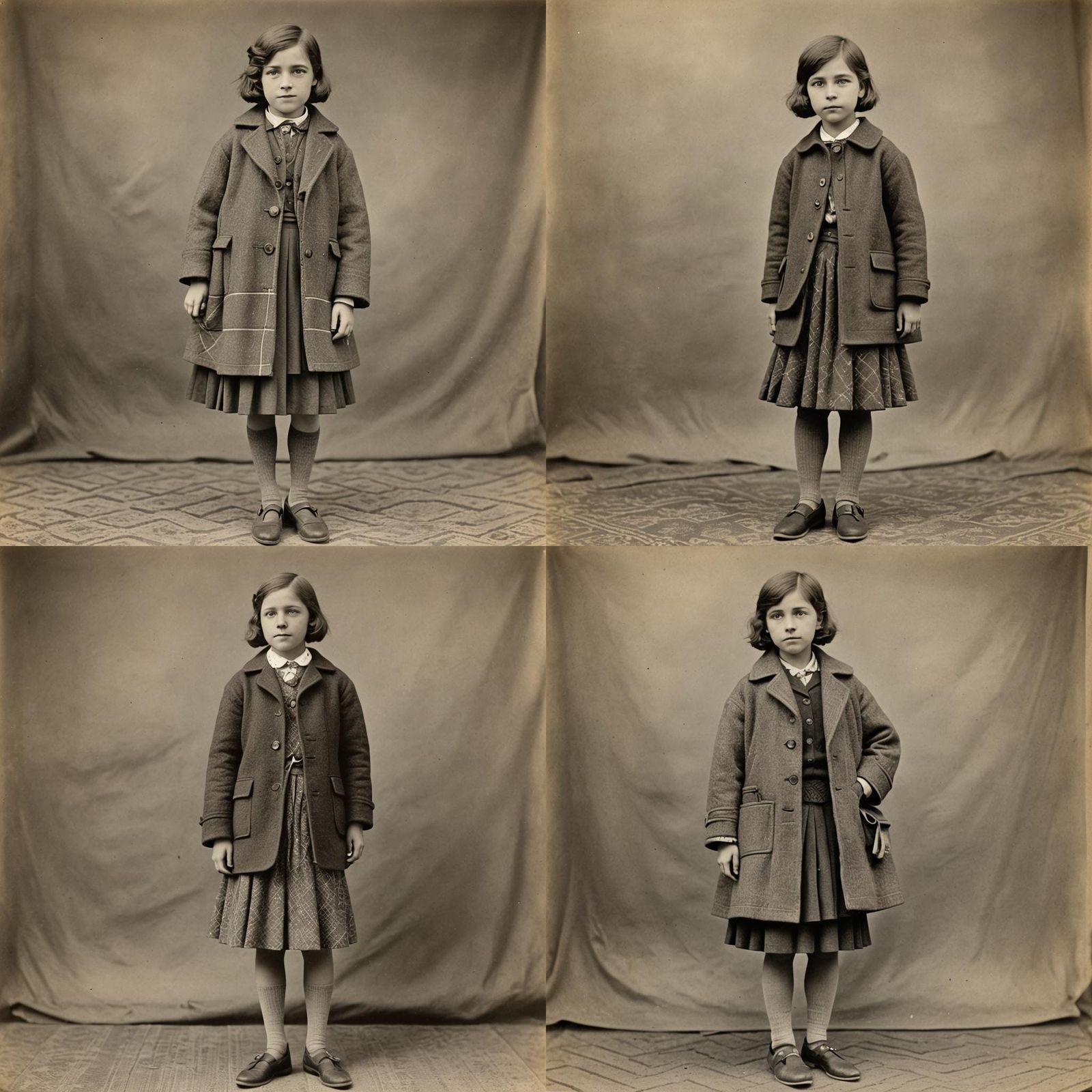 Girl in 1920s Wool Coat: Detailed Matte Painting