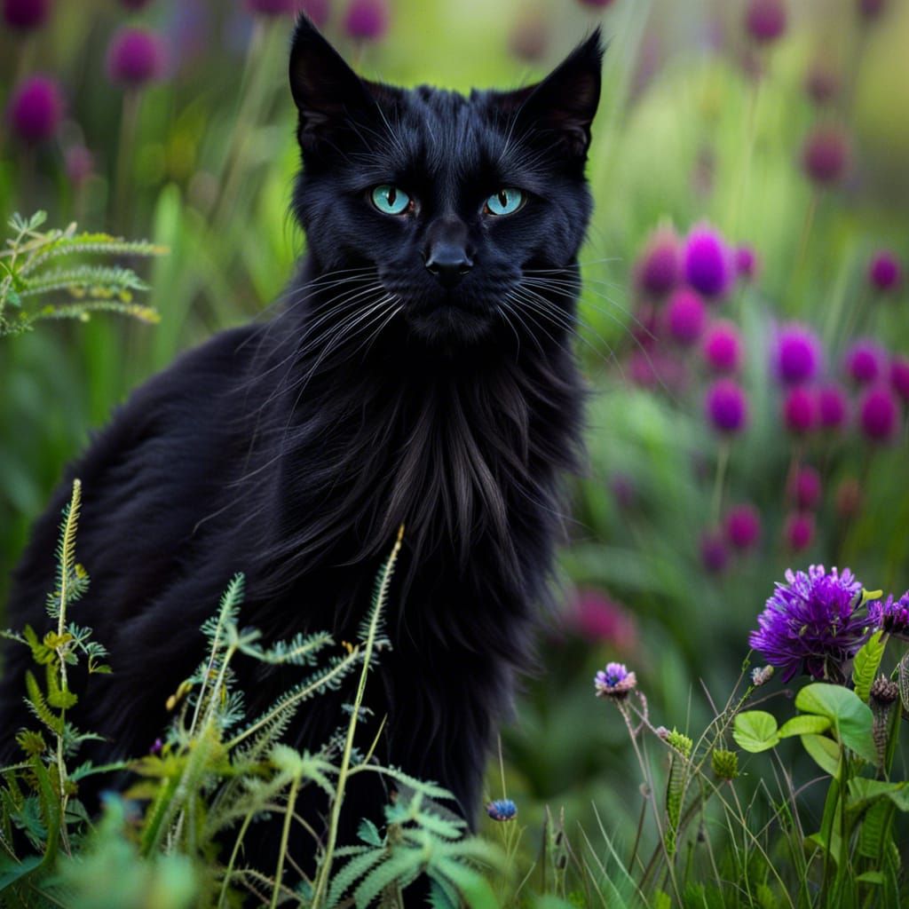 Cursed Black Cat in Aetherpunk Stardust