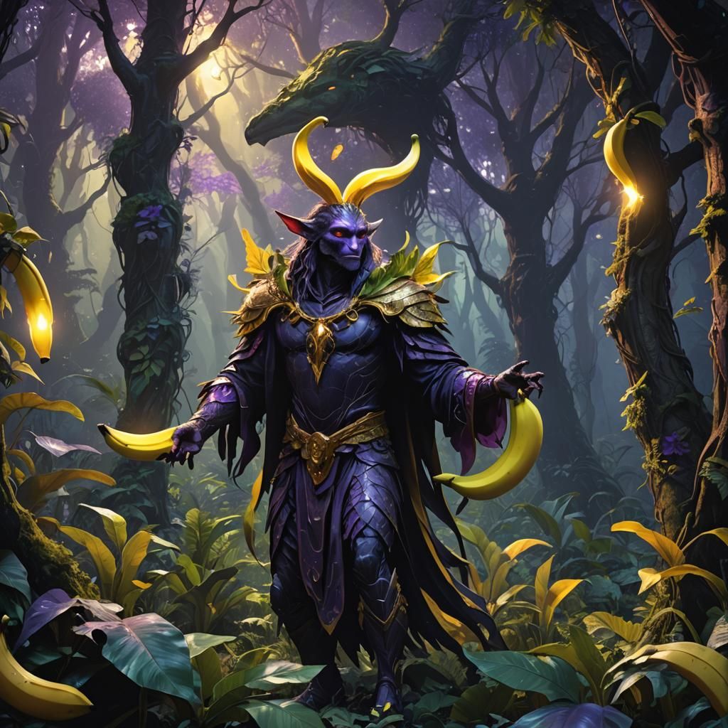 Chagall-Inspired Creature with Glowing Banana, Dark Fantasy ...