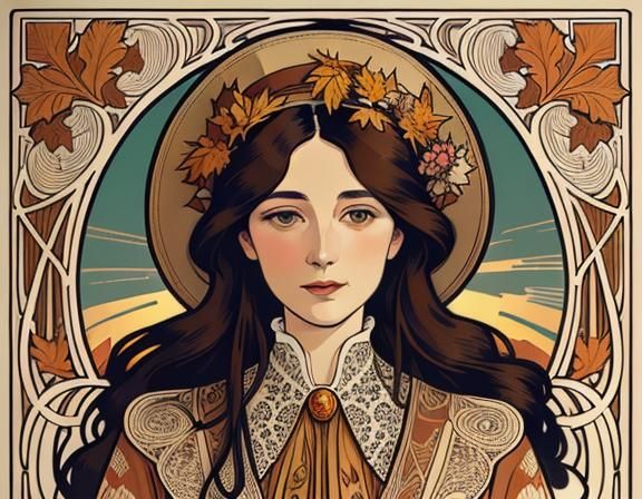 Art Nouveau Lady in Ornate Hat