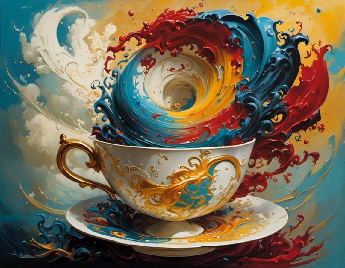 Tornado in a Teacup: Expressionist Oil Painting