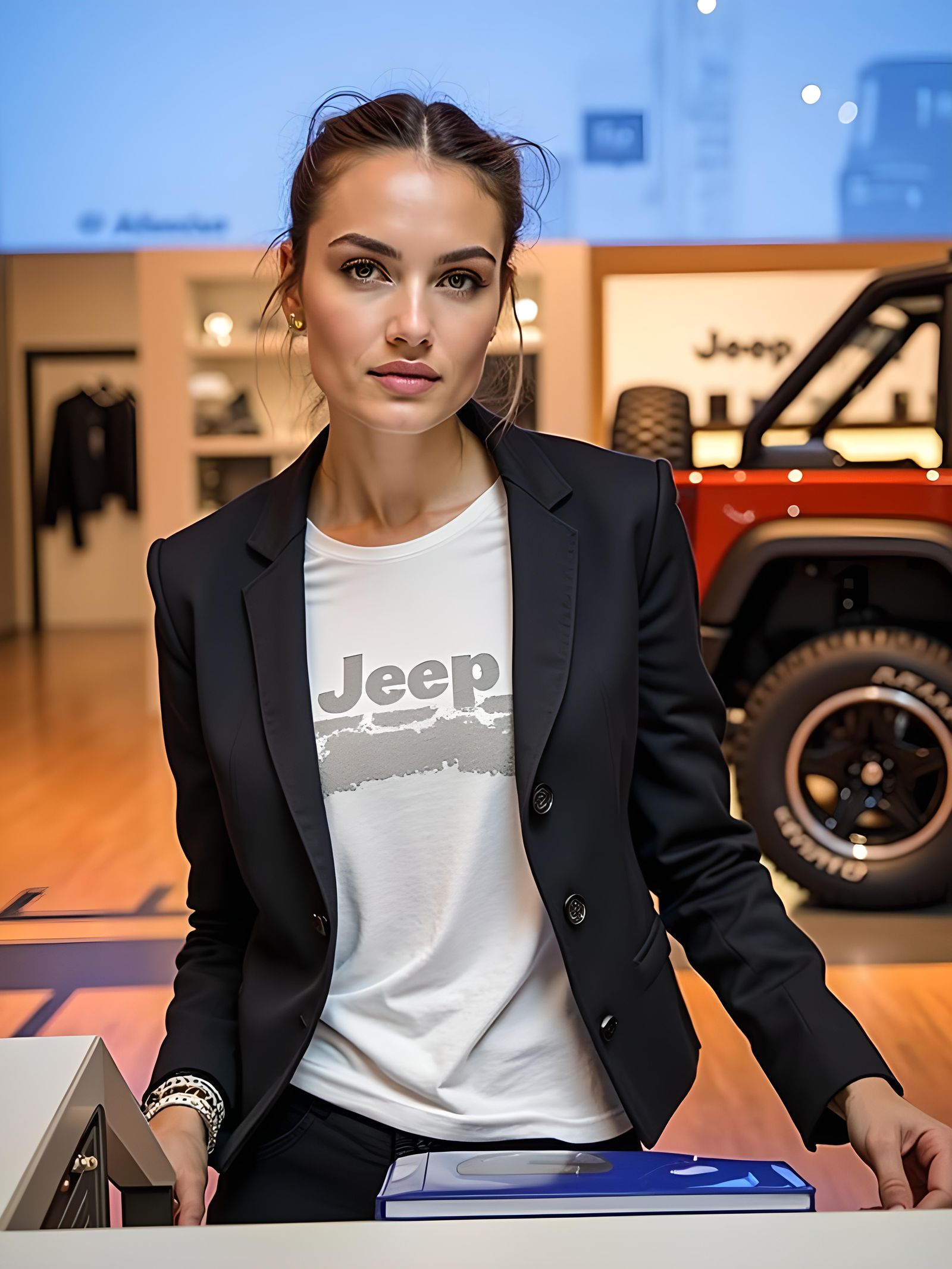 Romanian Supermodel at Geneva Motor Show in Fashion Photo