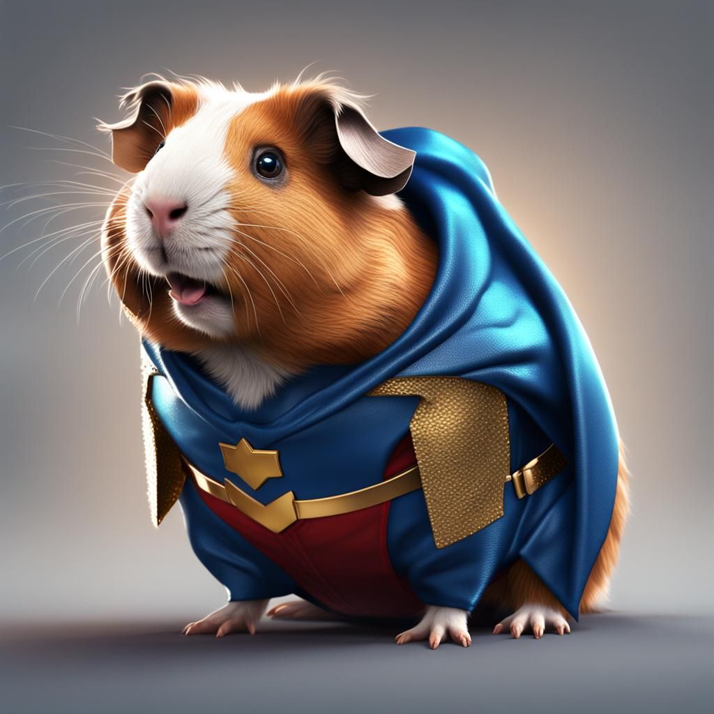 Guinea Pig Superhero in Detailed Digital Painting