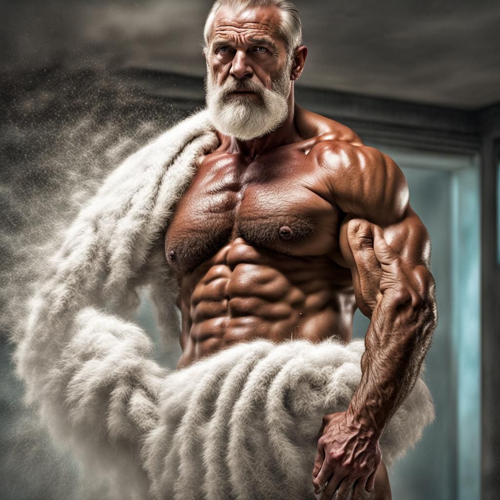 Two Rugged Bodybuilders Kissing in Shower