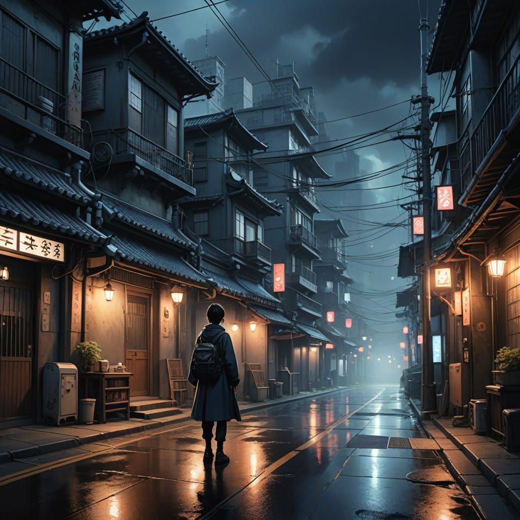 Mysterious City Street at Dusk