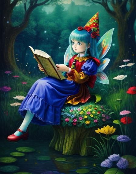 Surreal Patchwork Fairy in Storybook Style