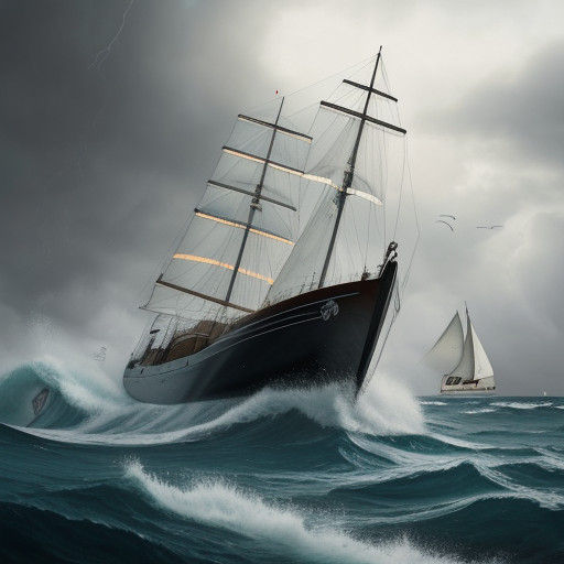 Surreal Book Scene Depicts Mouse Steers Sailboat Through Sto...