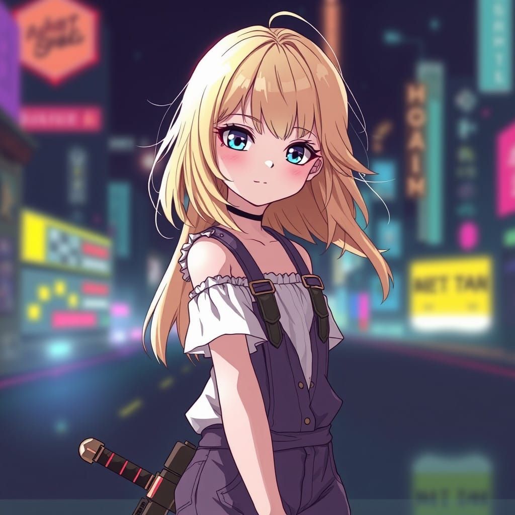 Cyberpunk Kawaii Anime Girl in Lofi Attire