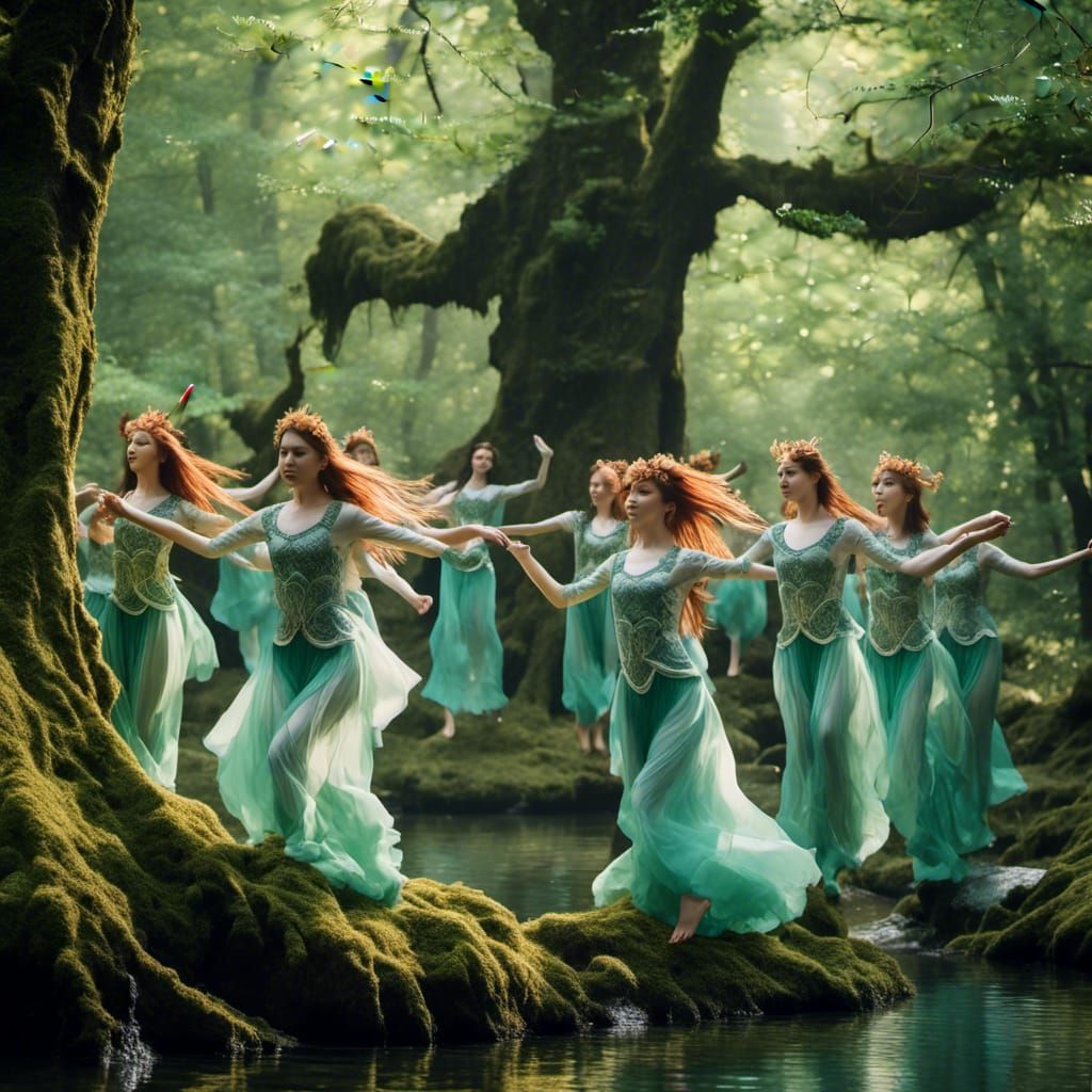 Anime Dance Troupe Performs Riverdance in Mystical Forest