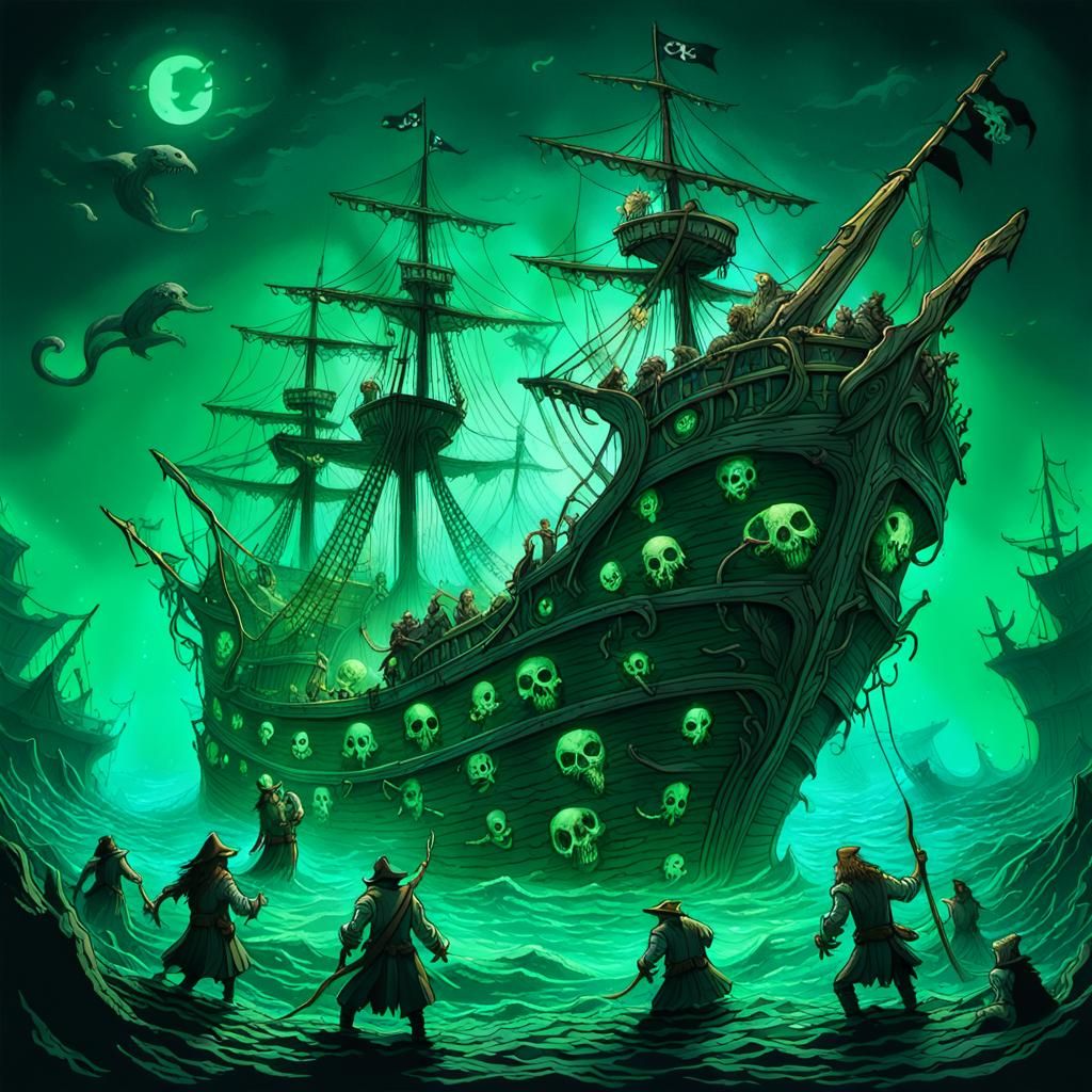 Underwater Dark Fantasy Disco with Sea Creatures