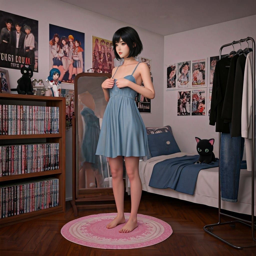 Feminine Thai Beauty in Anime-Inspired Bedroom