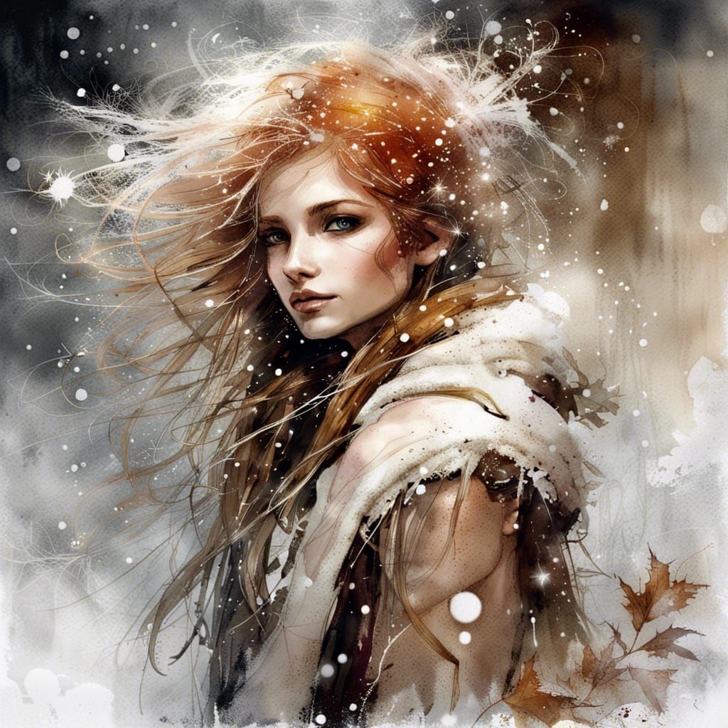 Enchanted Christmas Fairy in Winter Paradise