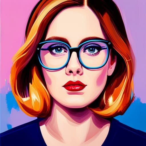 Adele in Stylish Glasses: Neo-Impressionist Portrait