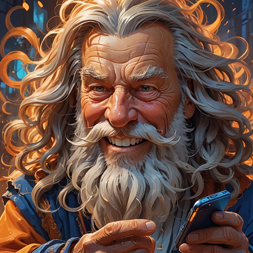 Crazy Old Man Portrait in Vibrant 3D Cartoon