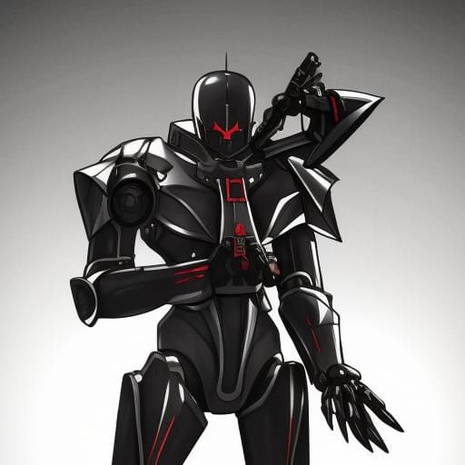Dark Robotic Soldier in Shadow Combat Suit