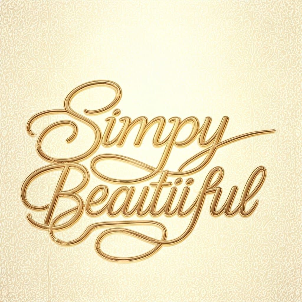 Metallic Gold Script with Floral Art Nouveau Elements