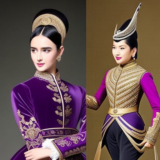 Abstract Violet Fashion with Jodhpurs and Diadems