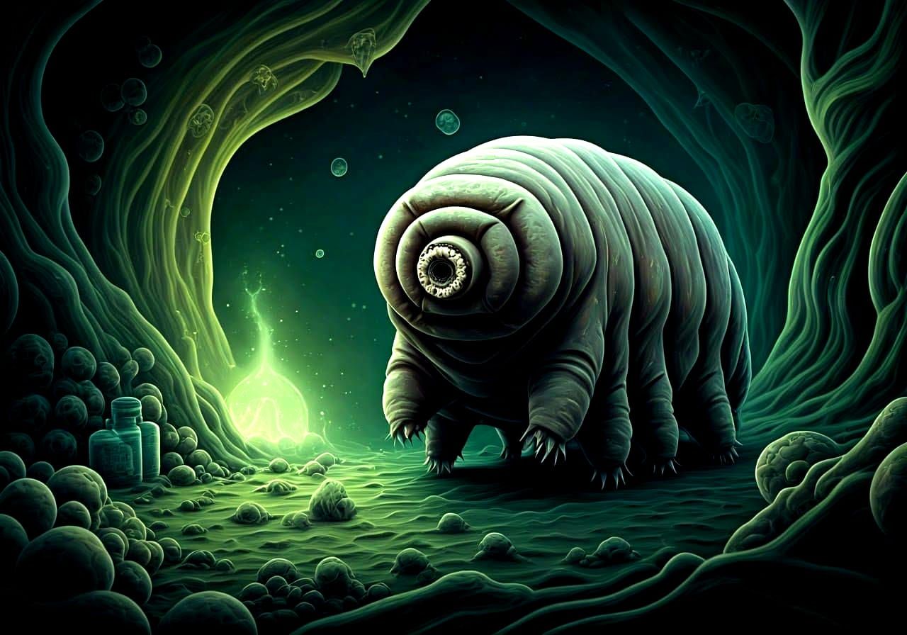 Poison-Resistant Tardigrade Defying Toxic Waste