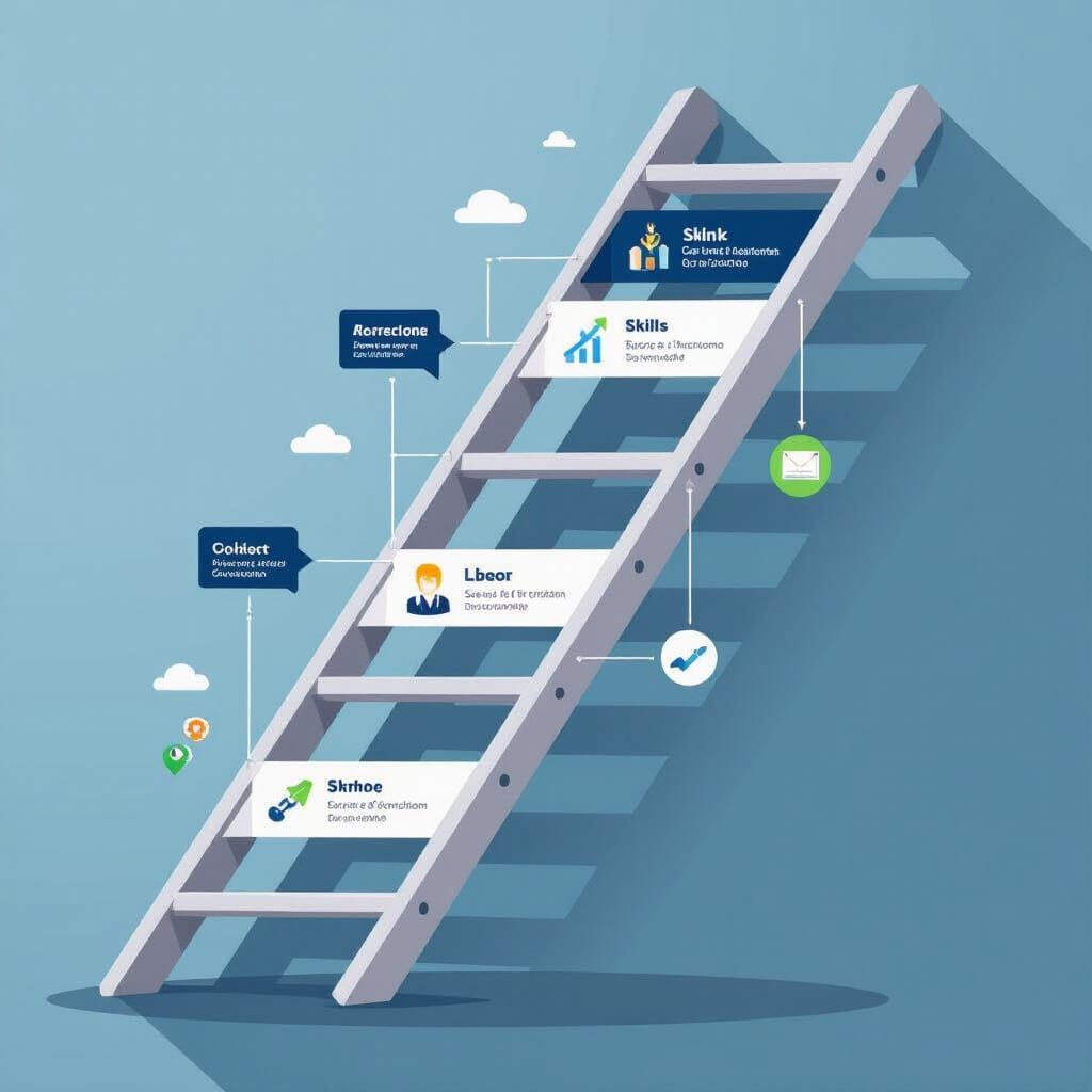 Career Development Ladder Infographic with Skills Icons