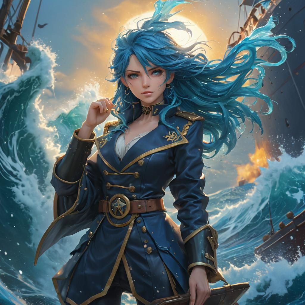 Anime Captain Portrait in Hyper-Detailed Digital Art