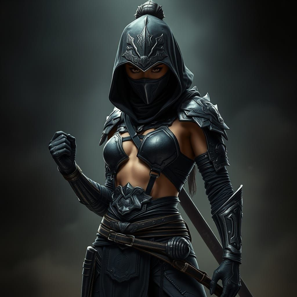 Futuristic Ninja in Film Noir Style