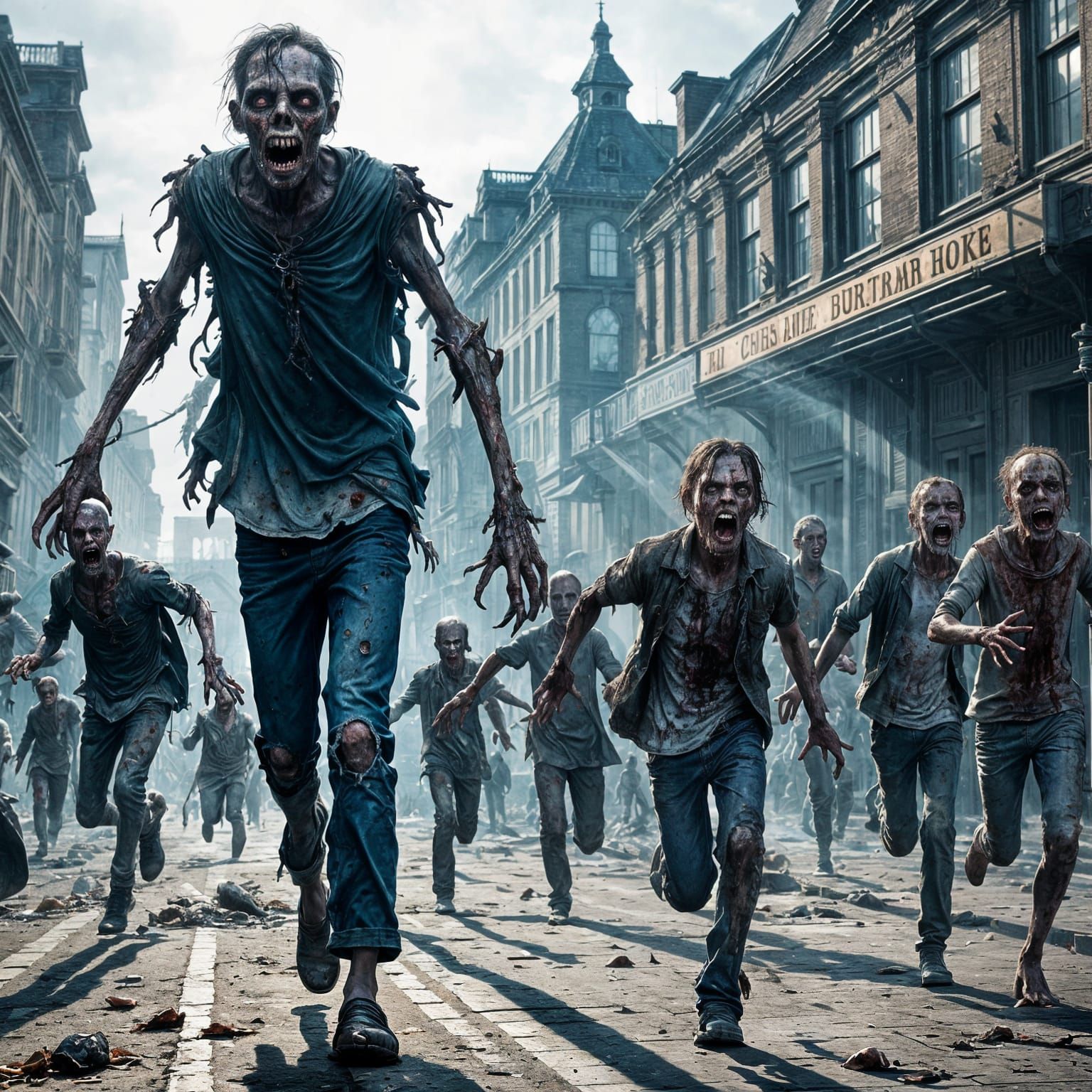 Decomposing Zombies Rush Towards You in a Grotesque Horror S...