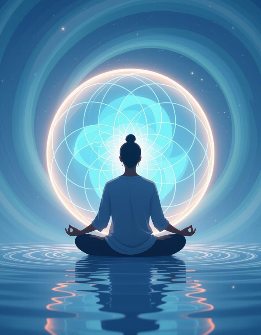 Meditative Character in Ethereal Light Orb