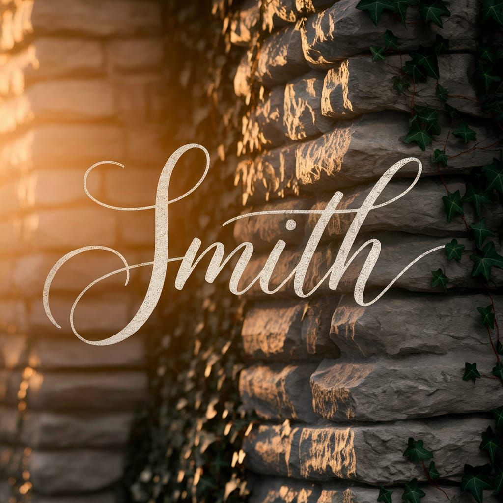 Elegant Calligraphy on Ancient Stone Walls in Sunset Glow