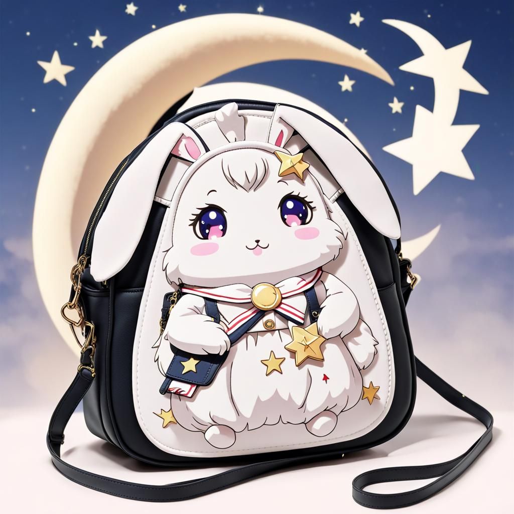 Kawaii Rabbit Bag with Moon and Star in Anime Style