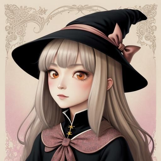 Cute Chibi Witch Portrait in Anime Style