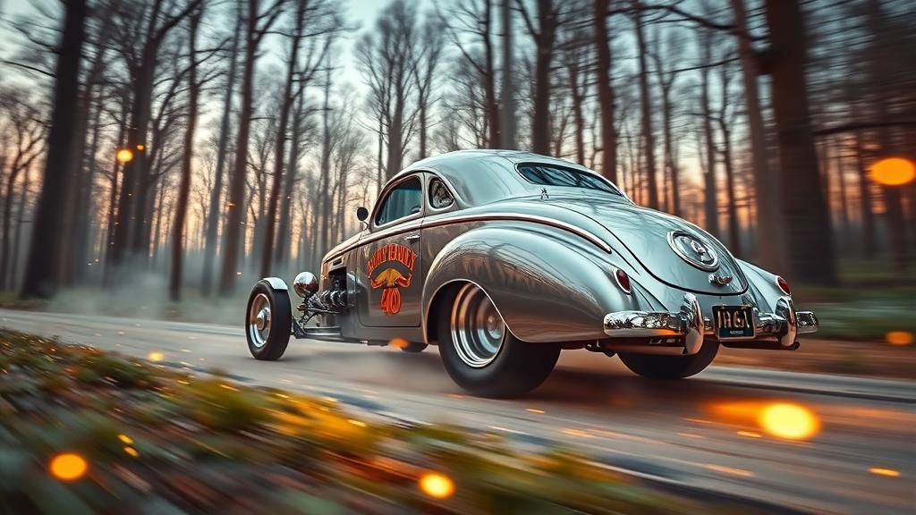 1950s Hot Rod in Mystical Fantasy Forest