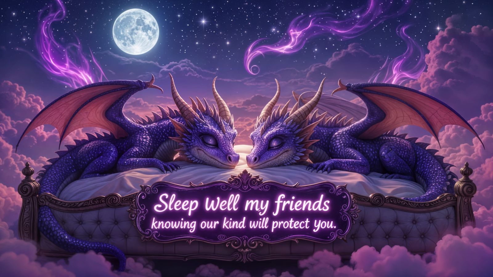 Two Dragons Sleeping Peacefully on Clouds