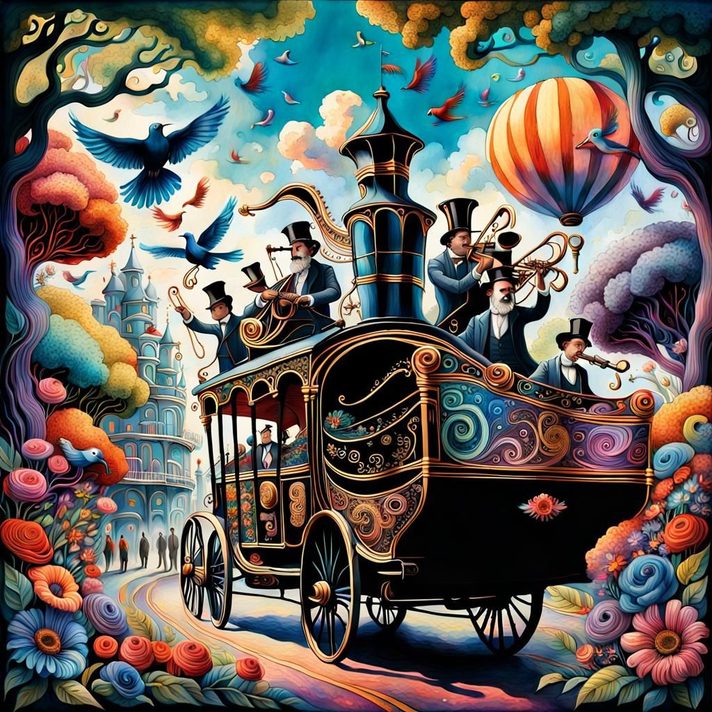 Vibrant Ragtime Band in a Whimsical Setting