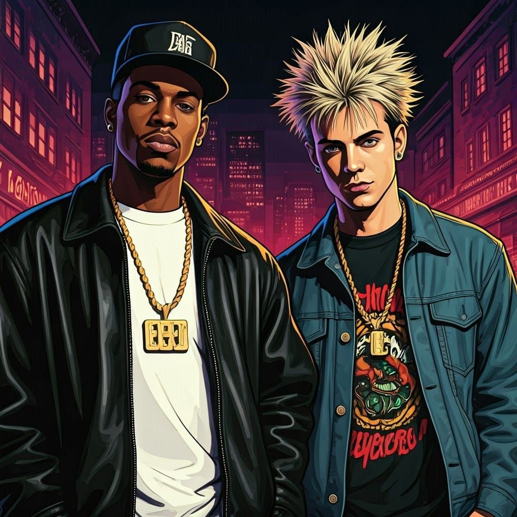 Gritty Hip-Hop Duo E & J Album Cover in Urban Style