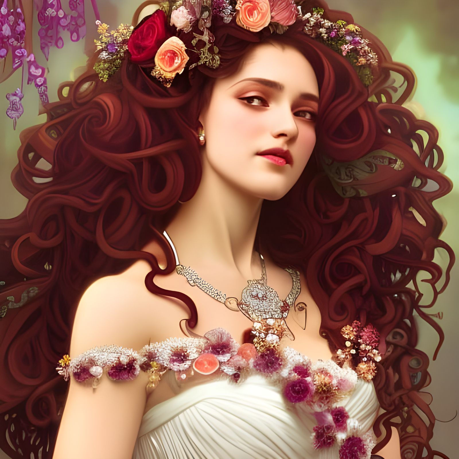 Happy Bride in Maroon Wedding Dress Portrait