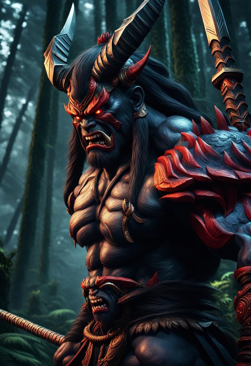 Enraged Oni about to decimate Samurai