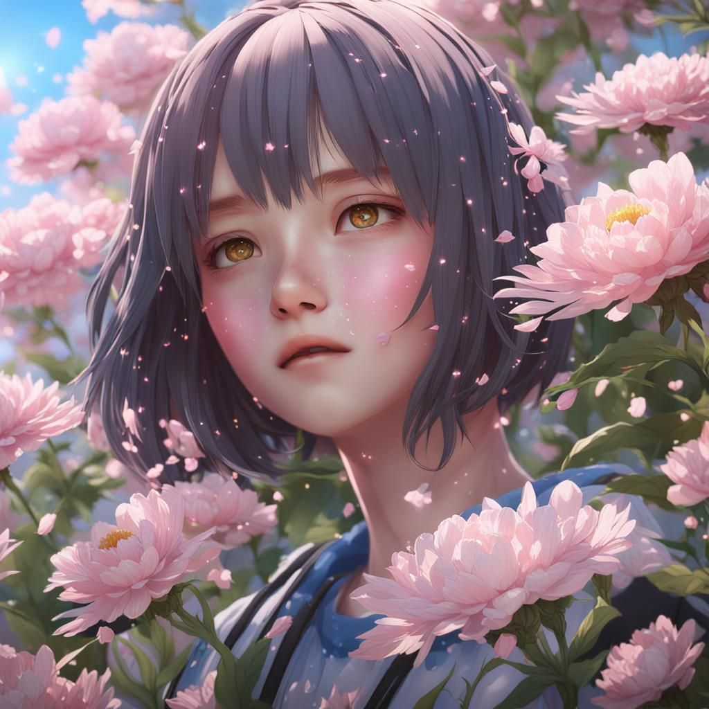 Detailed 3D Anime Floral Concept Art in 8K
