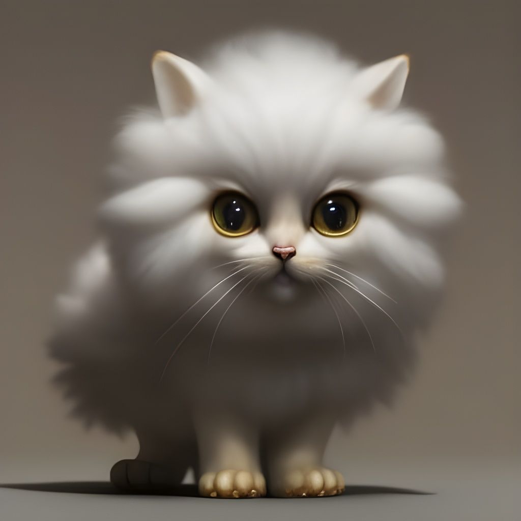 Fluffy Cute Cat in Wool: 3D Digital Art