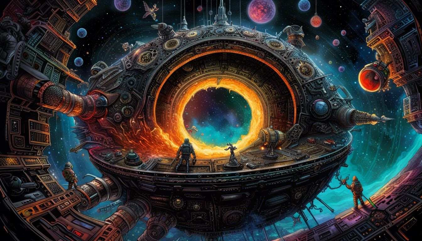 Spaceship's Surreal Encounter with a Black Hole