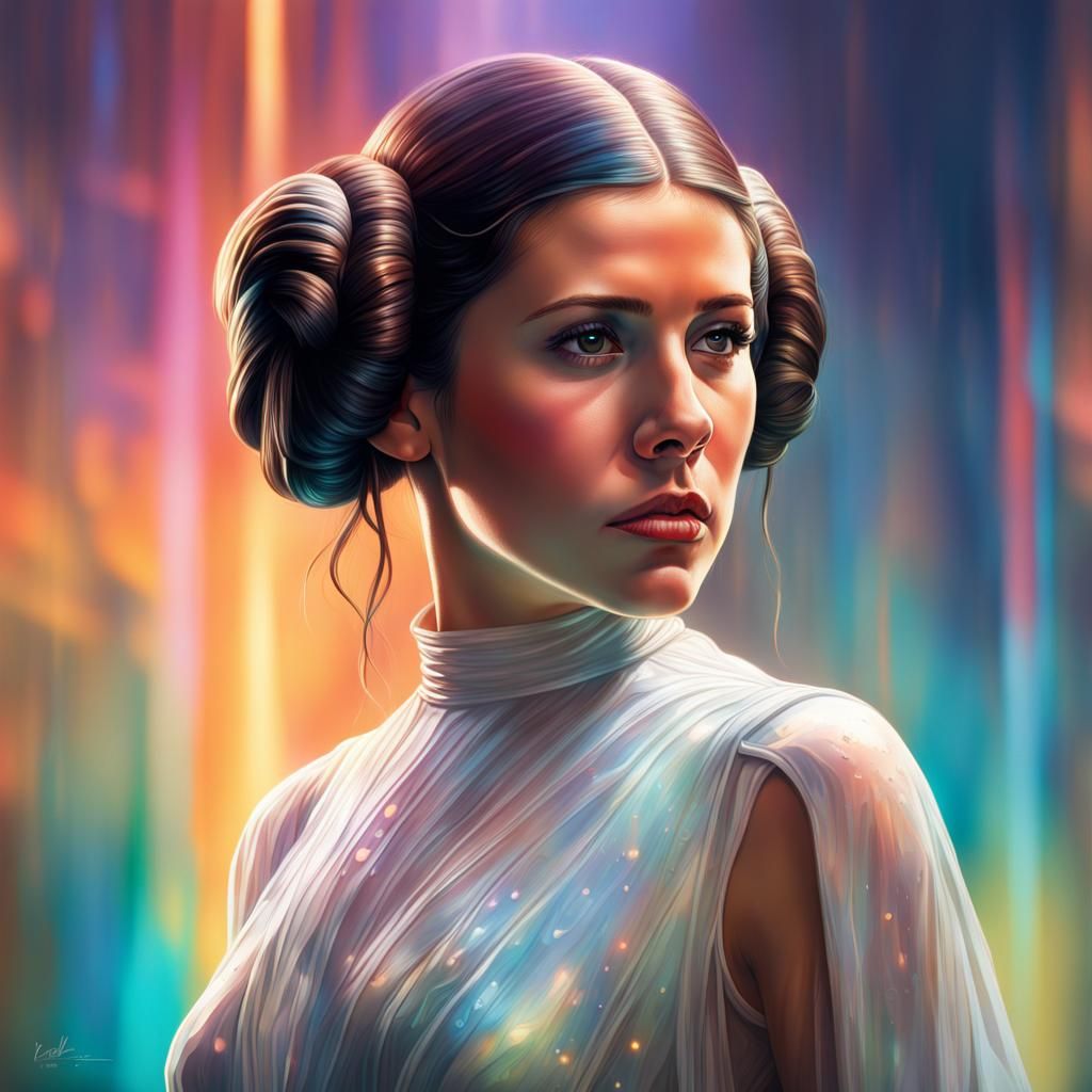 Hyperrealistic Young Princess Leia Portrait