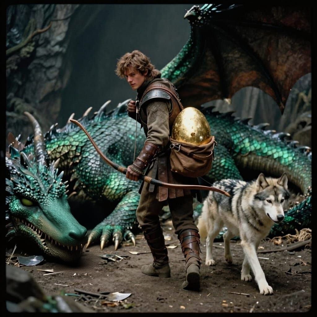 Rogue Escapes Dragon Lair With Husky Wolf Companion