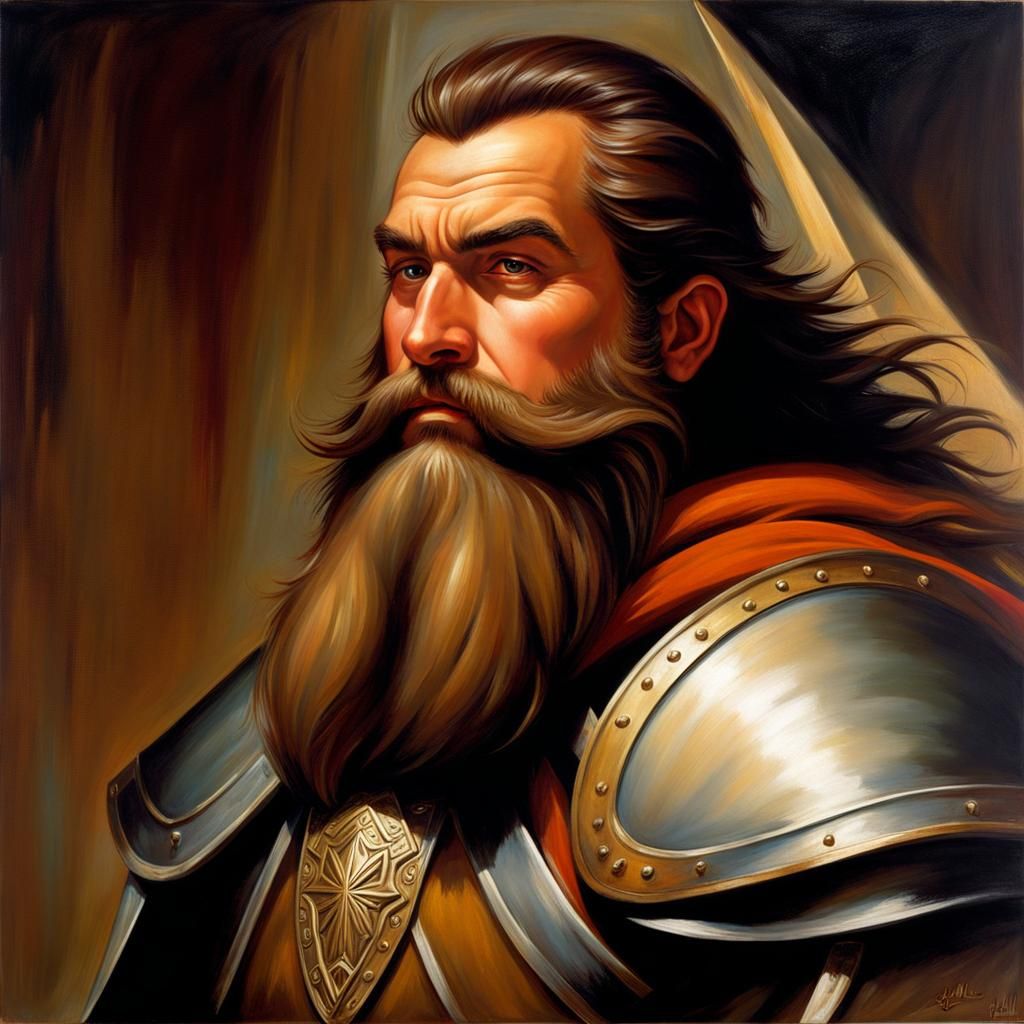 Dwarven Cleric with Warhammer in Heroic Fantasy Style