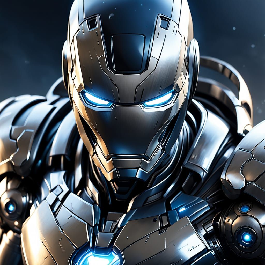 Ironman Venom in Shimmering Metallic Silver Chrome Armor