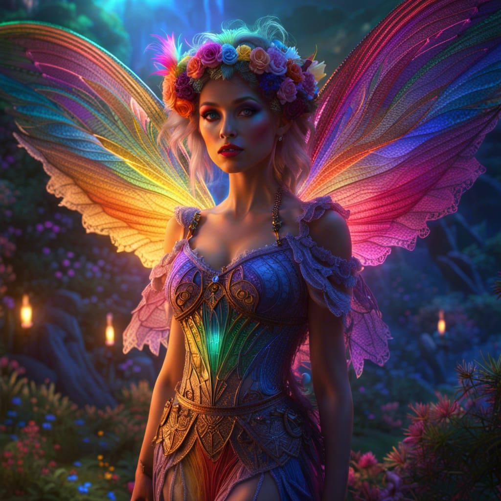 Rainbow Fairy Witch in Hyperdetailed Fantasy Art