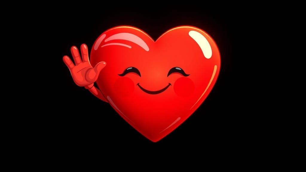 Vibrant Cartoon Heart Waves in Soft, Ethereal Light