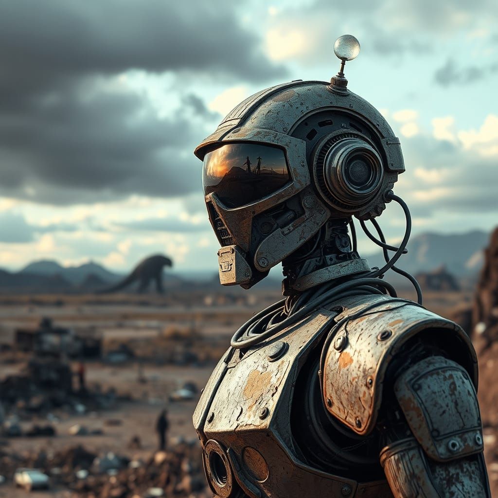 Battered Robot Surveys Post-Apocalyptic Wasteland
