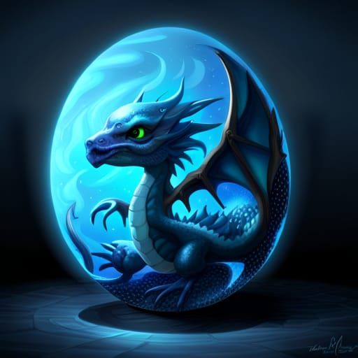 Blue Dragon Hatchling with Intricate Details