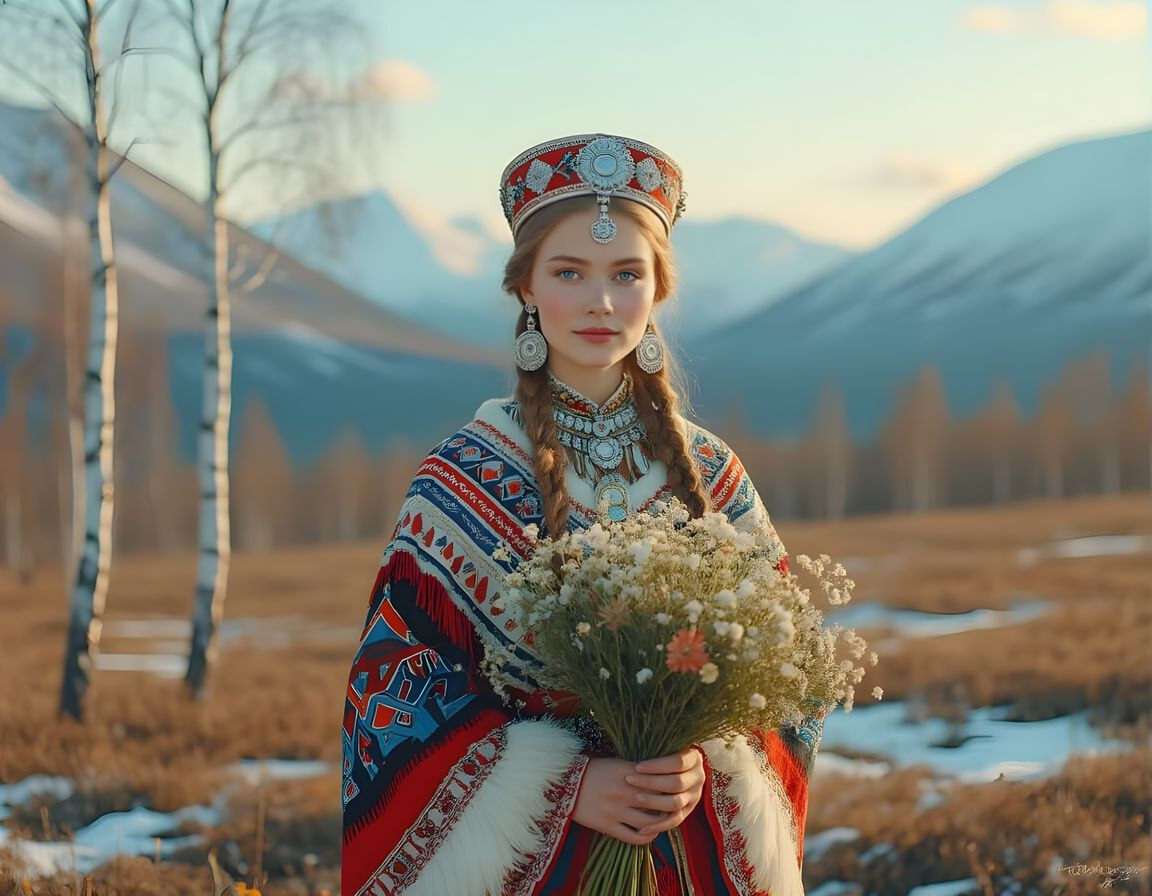 Latvian Sami Bride in Winter Light, Art Nouveau