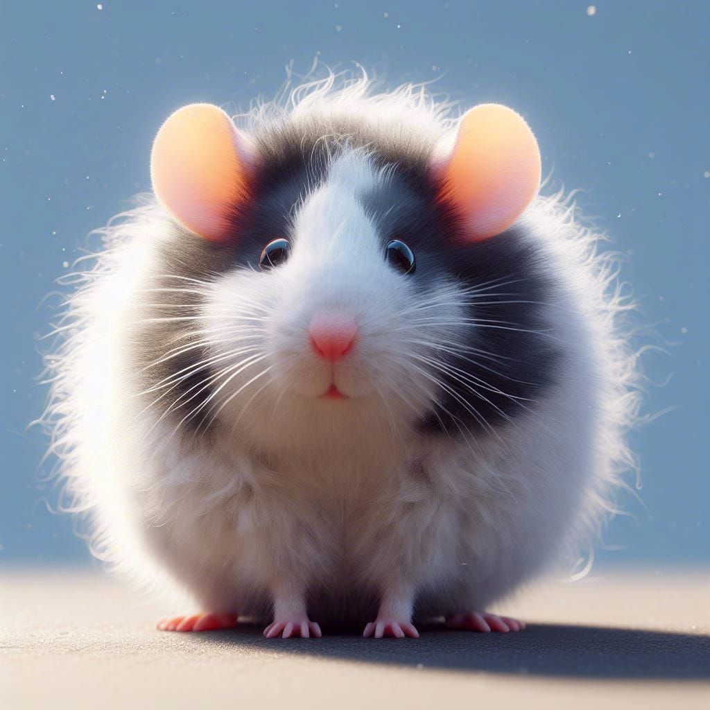 Cute Fluffy Rat with Dumbo Ears in 3D